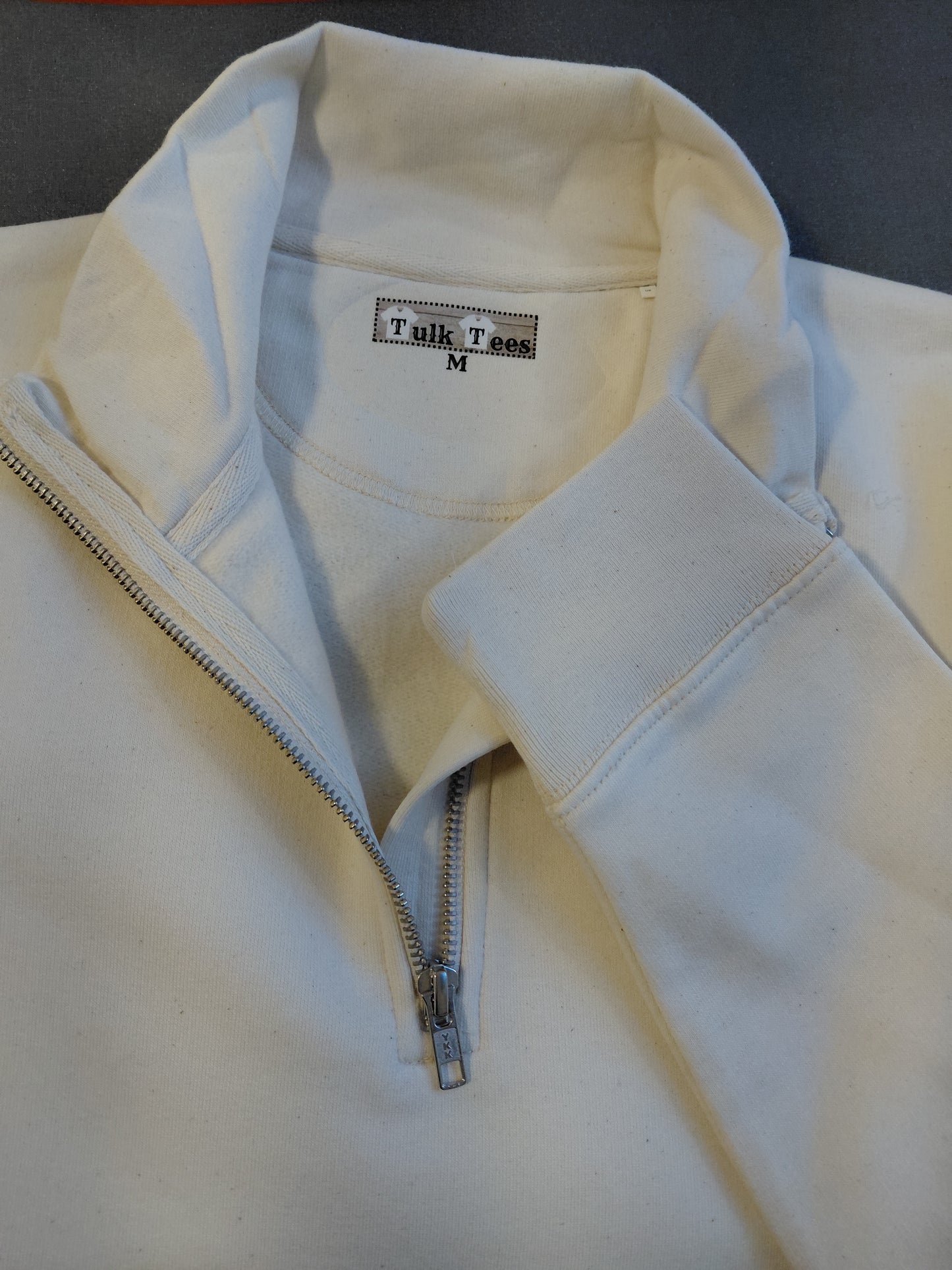 Cream 1/4 zip sweatshirt Medium