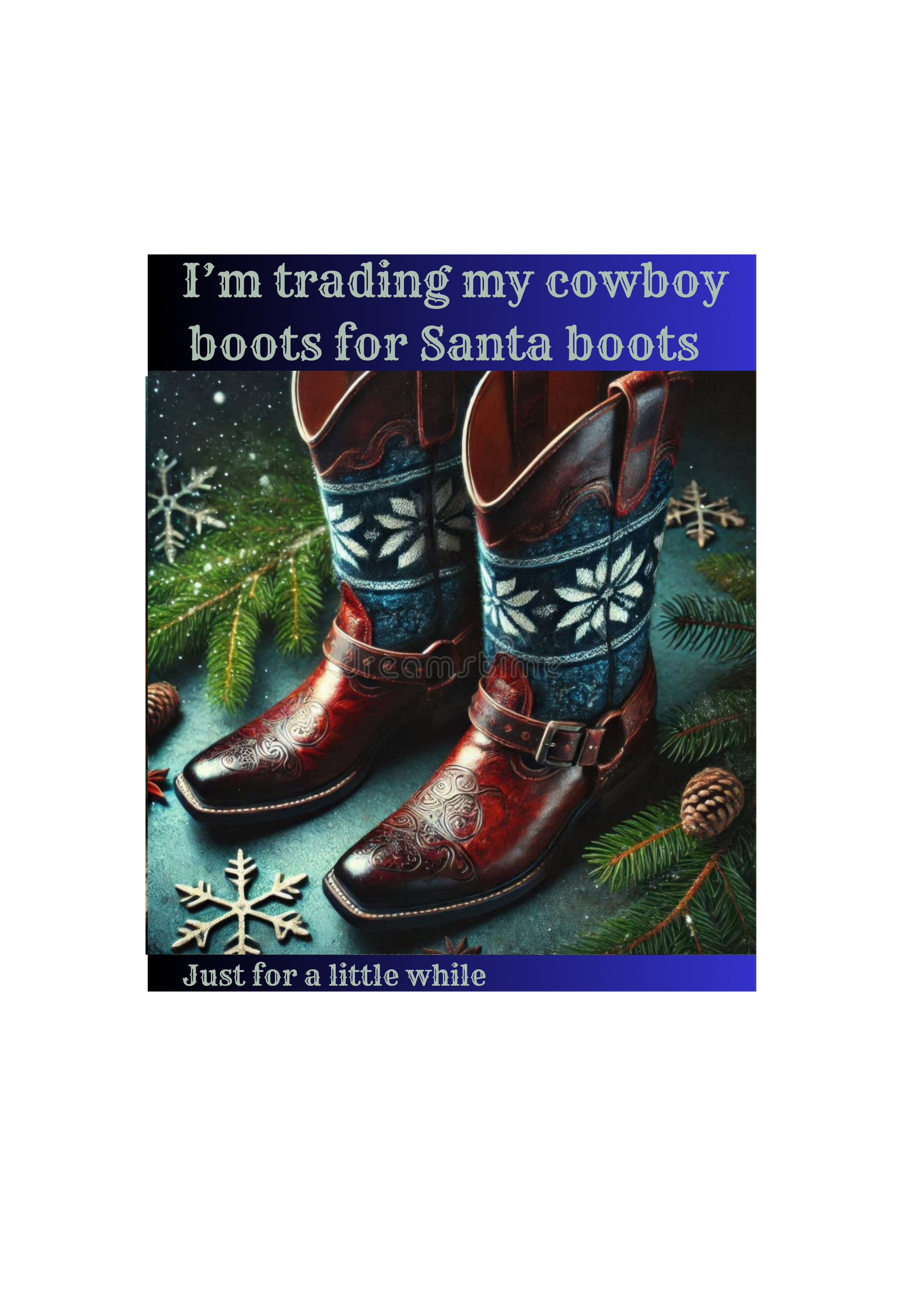 Christmas line dancing sweatshirt jumper I'm trading my cowboy boots for Santa boots, for a little while.