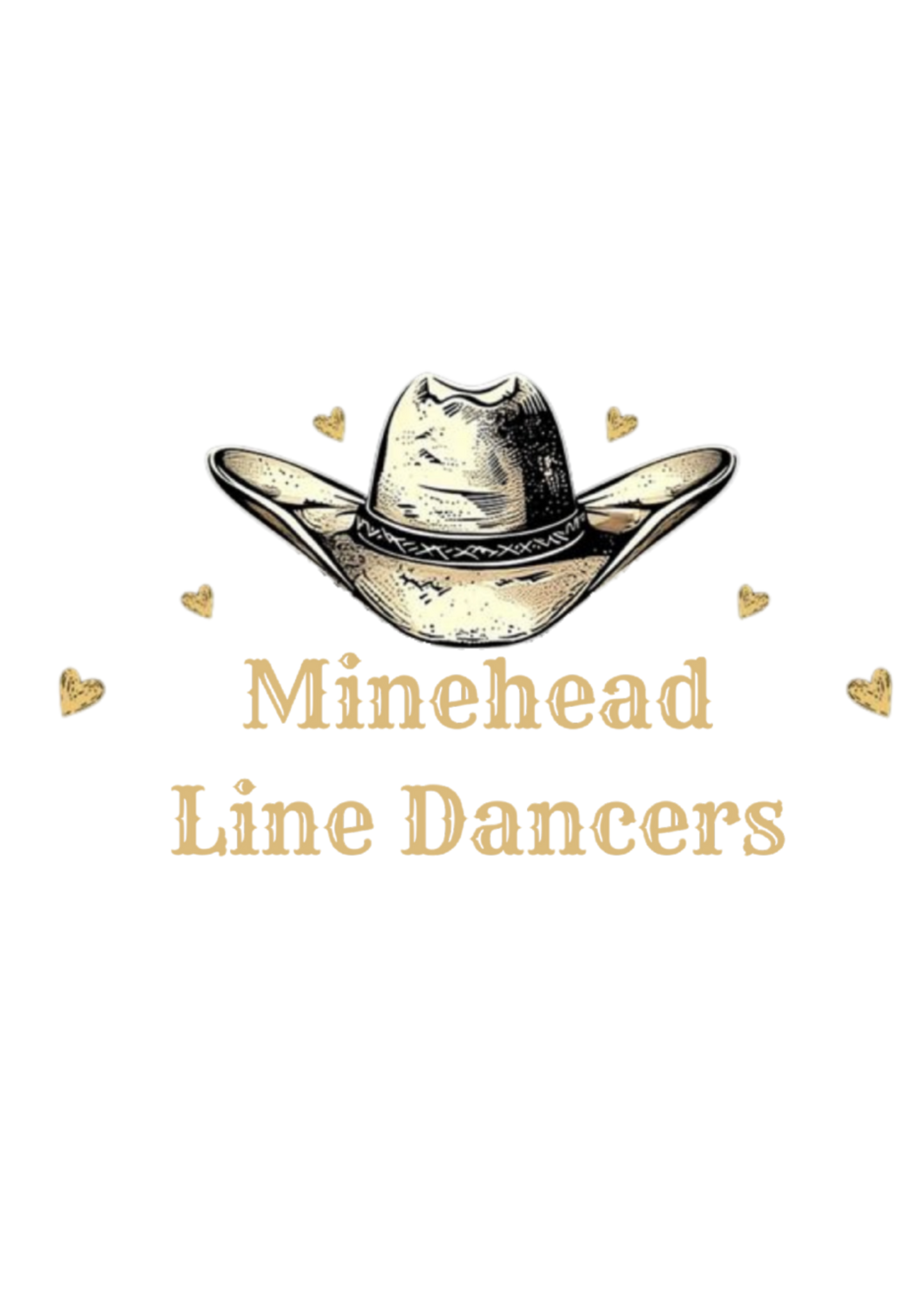 Cowboy hat with 'Minehead Line Dancers' text on a white background