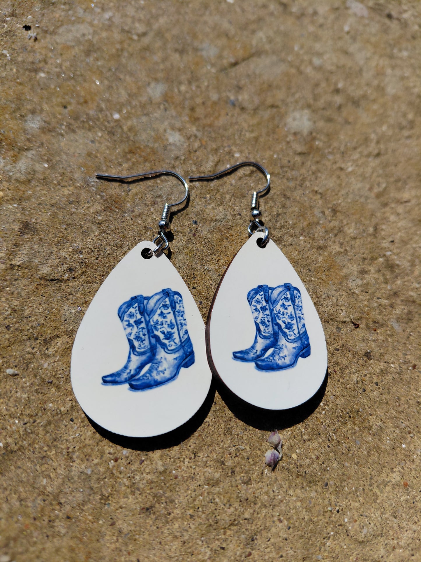 blue cowboy boot earrings, gifts for line dancers