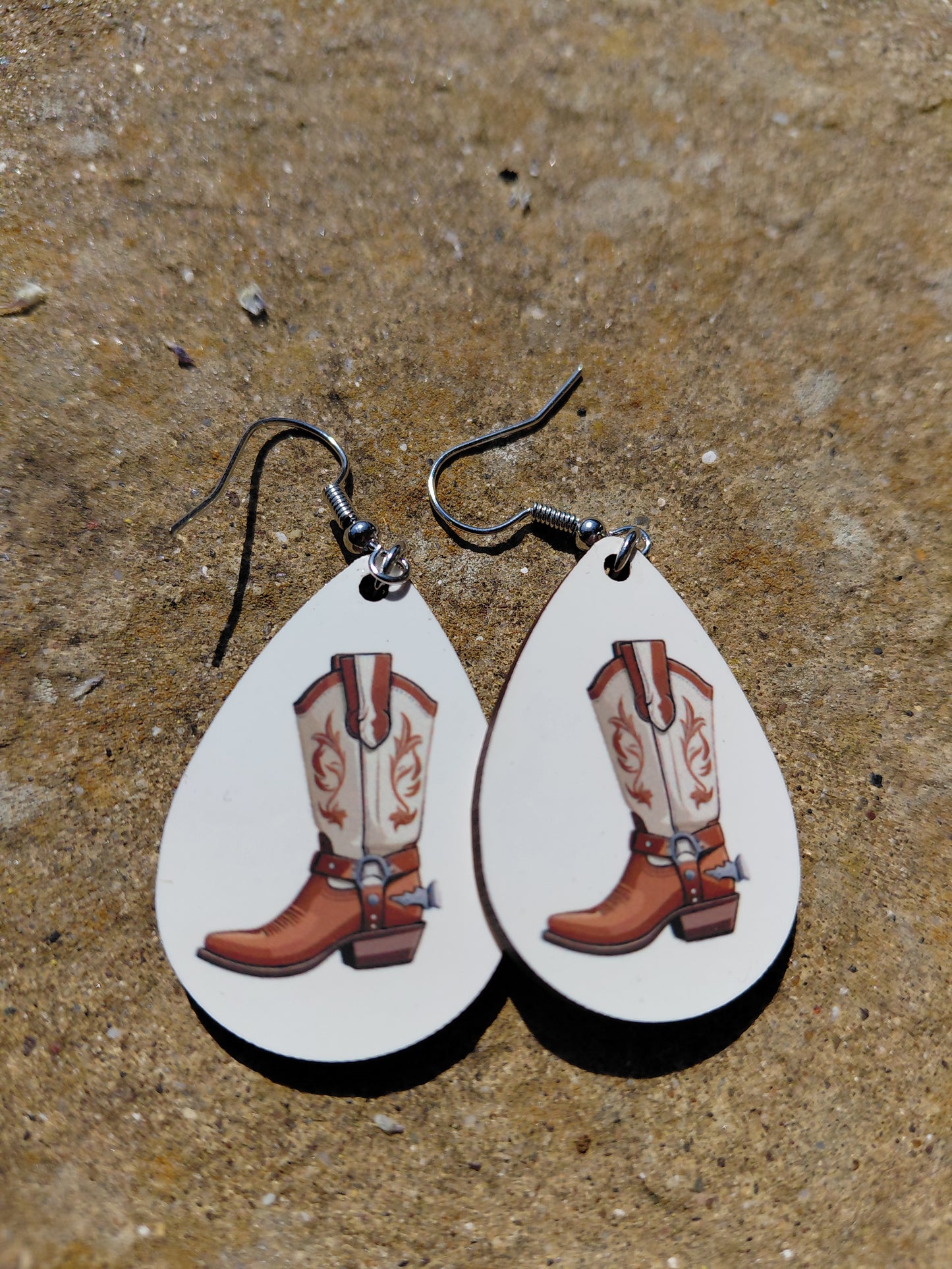 brown cowboy boot earrings for line dancers