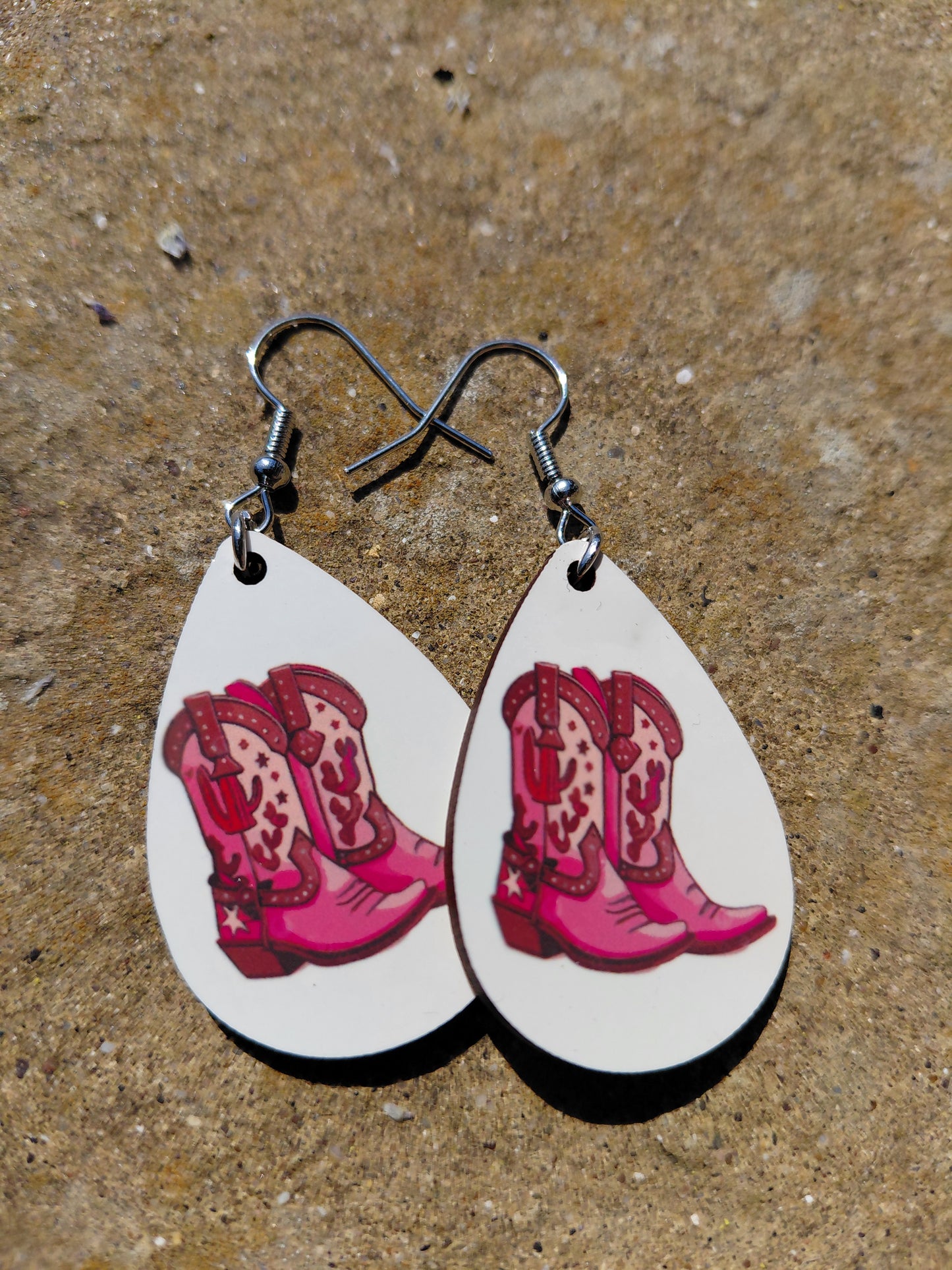 pink cowboy boots earrings teardrop gifts for line dancers