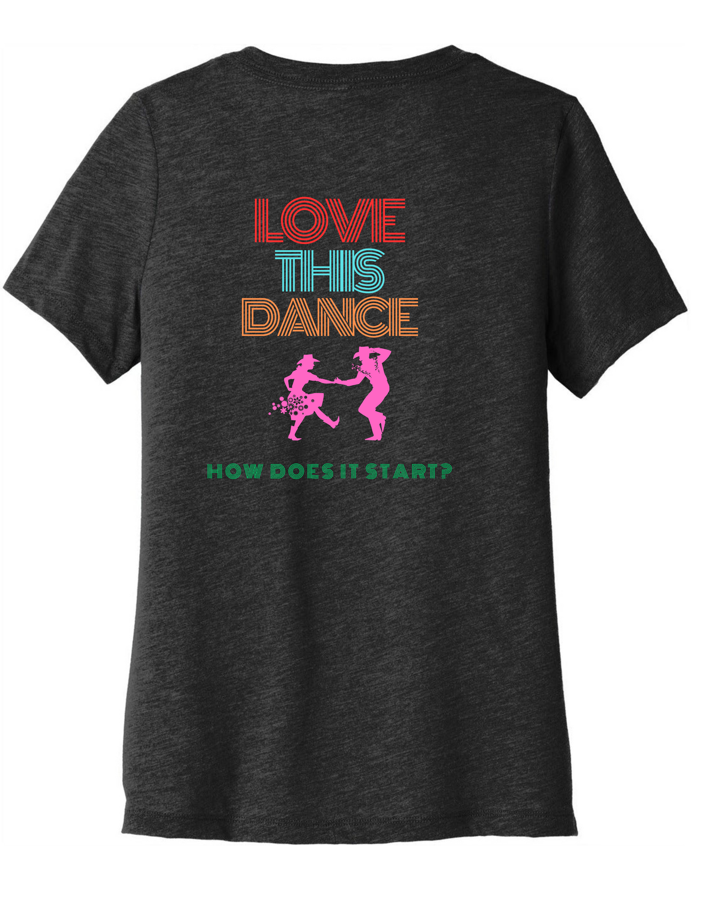 Love this dance line dancing t-shirt grey v-neck printed on the back