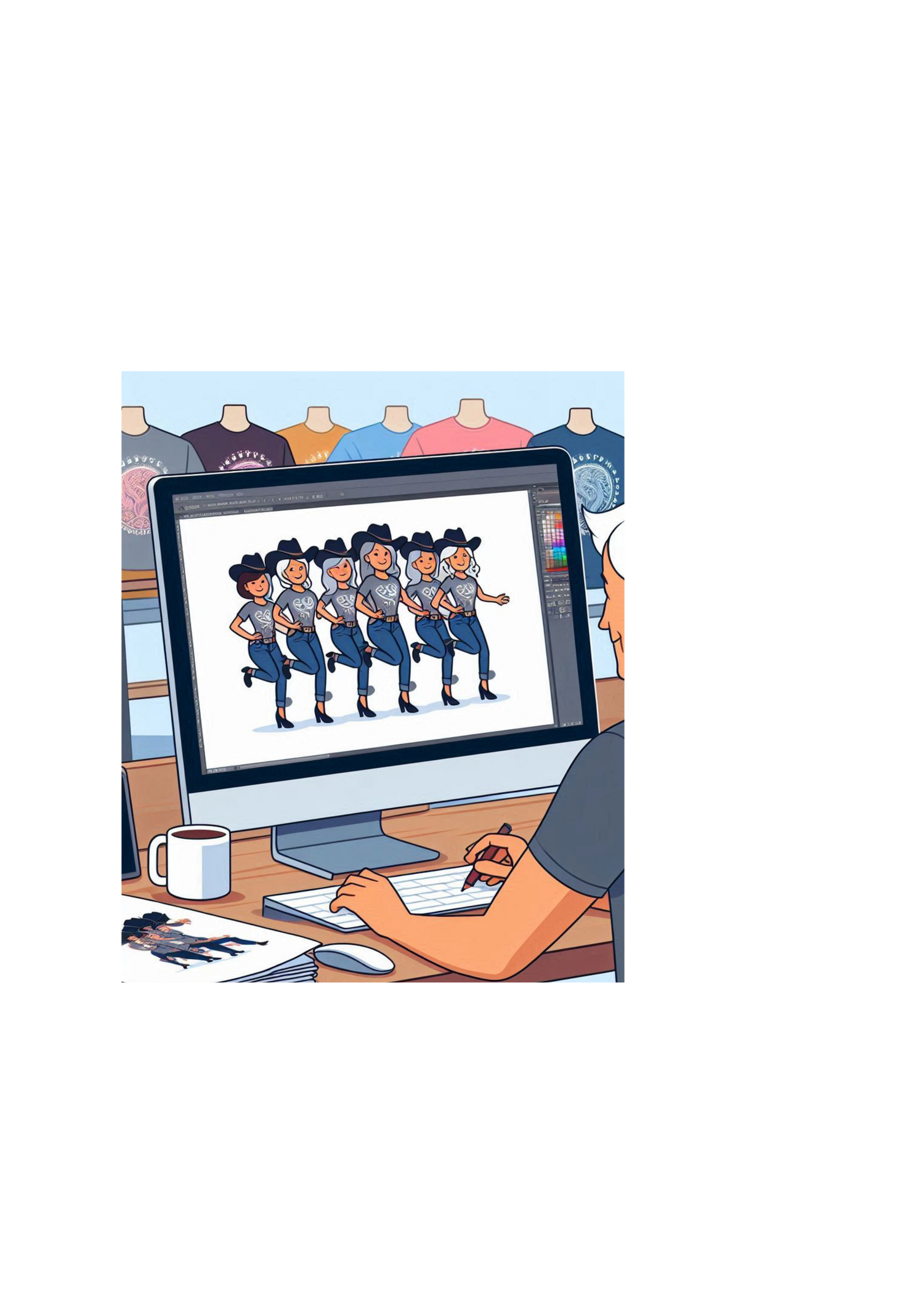 creating line dancing tshirt logo on a computer, tulktees 