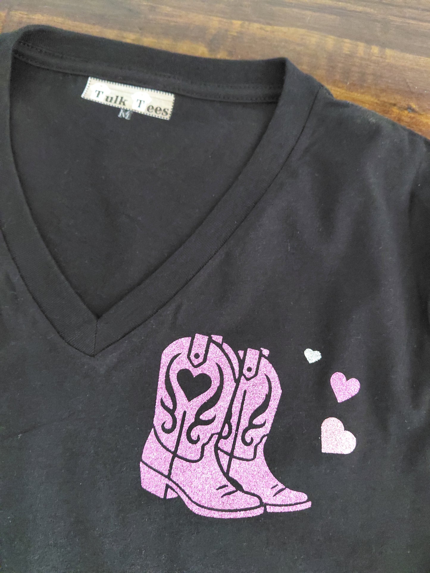Glitter cowboy boot and hat Line dancing T-shirt