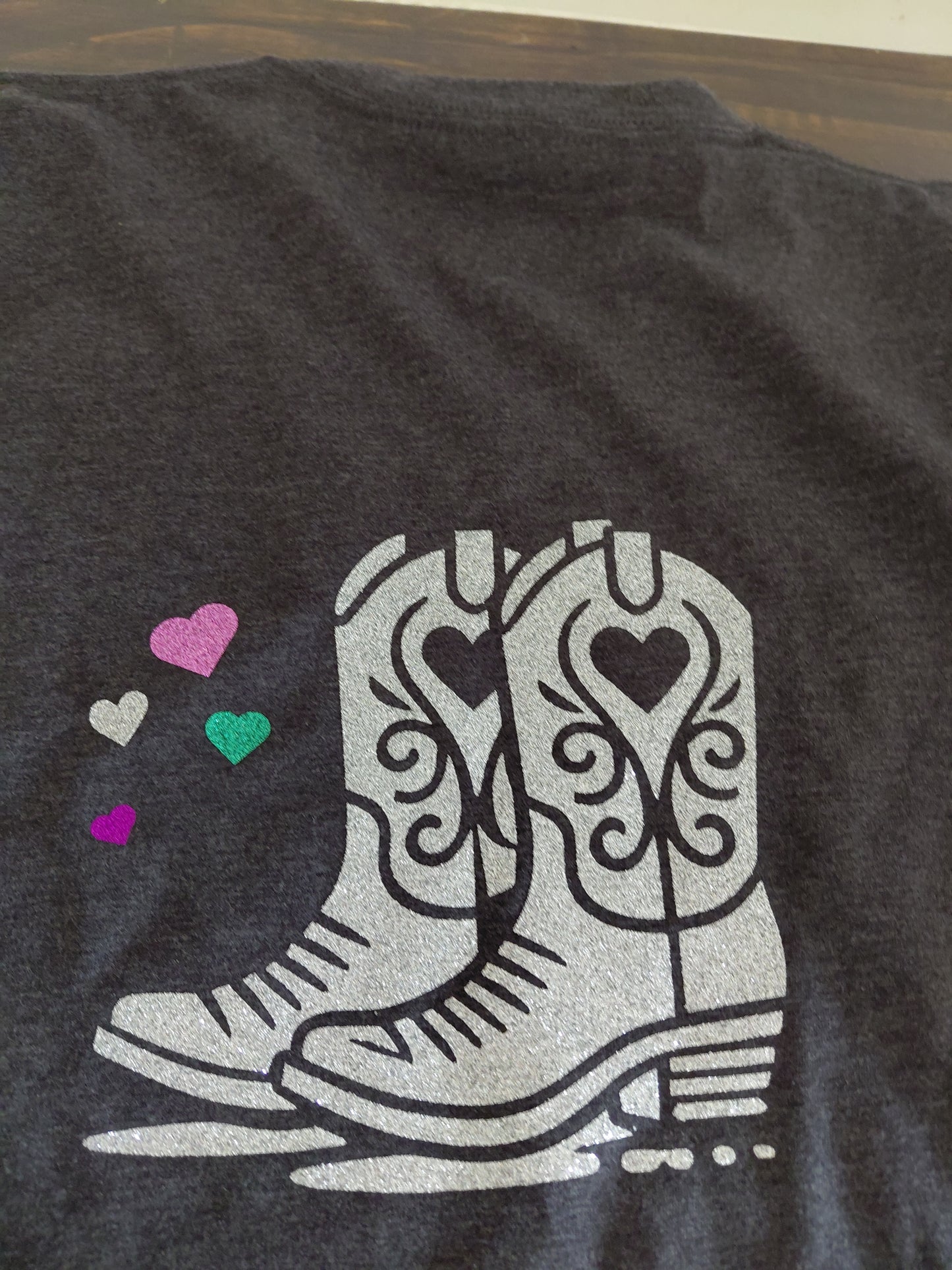 Glitter cowboy boot and hat Line dancing T-shirt