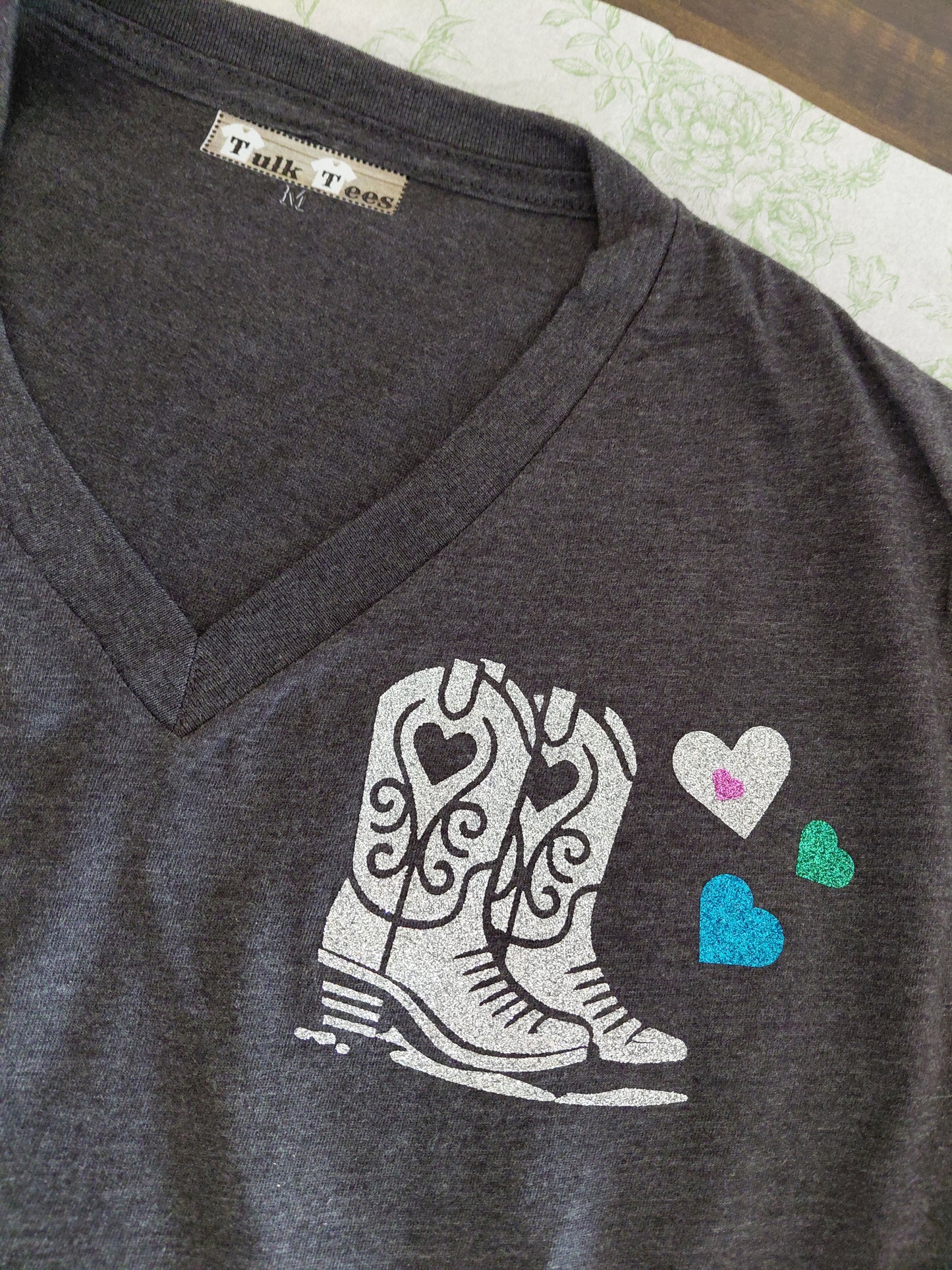 Glitter cowboy boot and hat Line dancing T-shirt