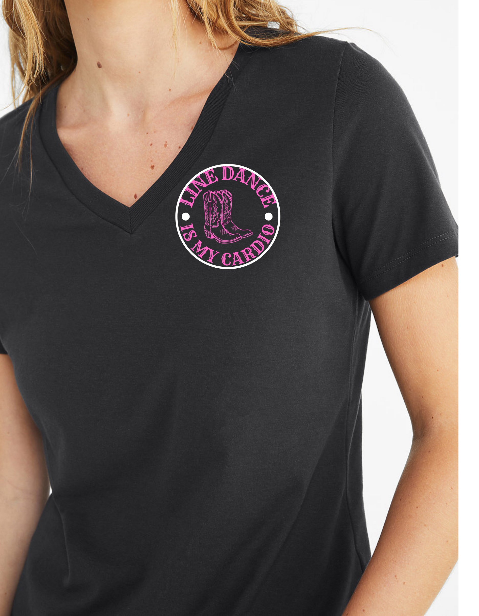Line dancing T-shirt saying Line Dancing is my Cardio. With a western country feel.