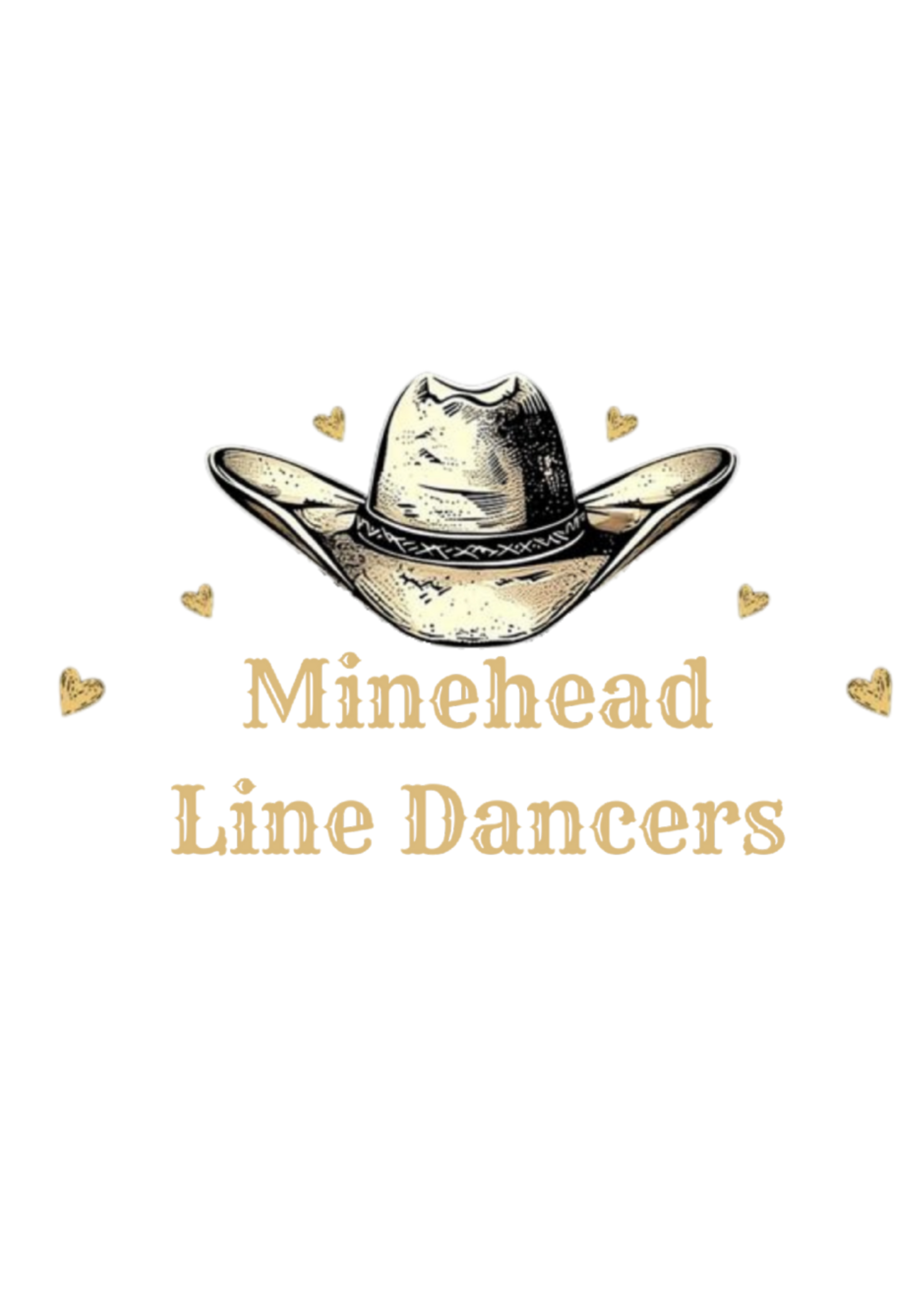 Cowboy hat with 'Minehead Line Dancers' text on a white background