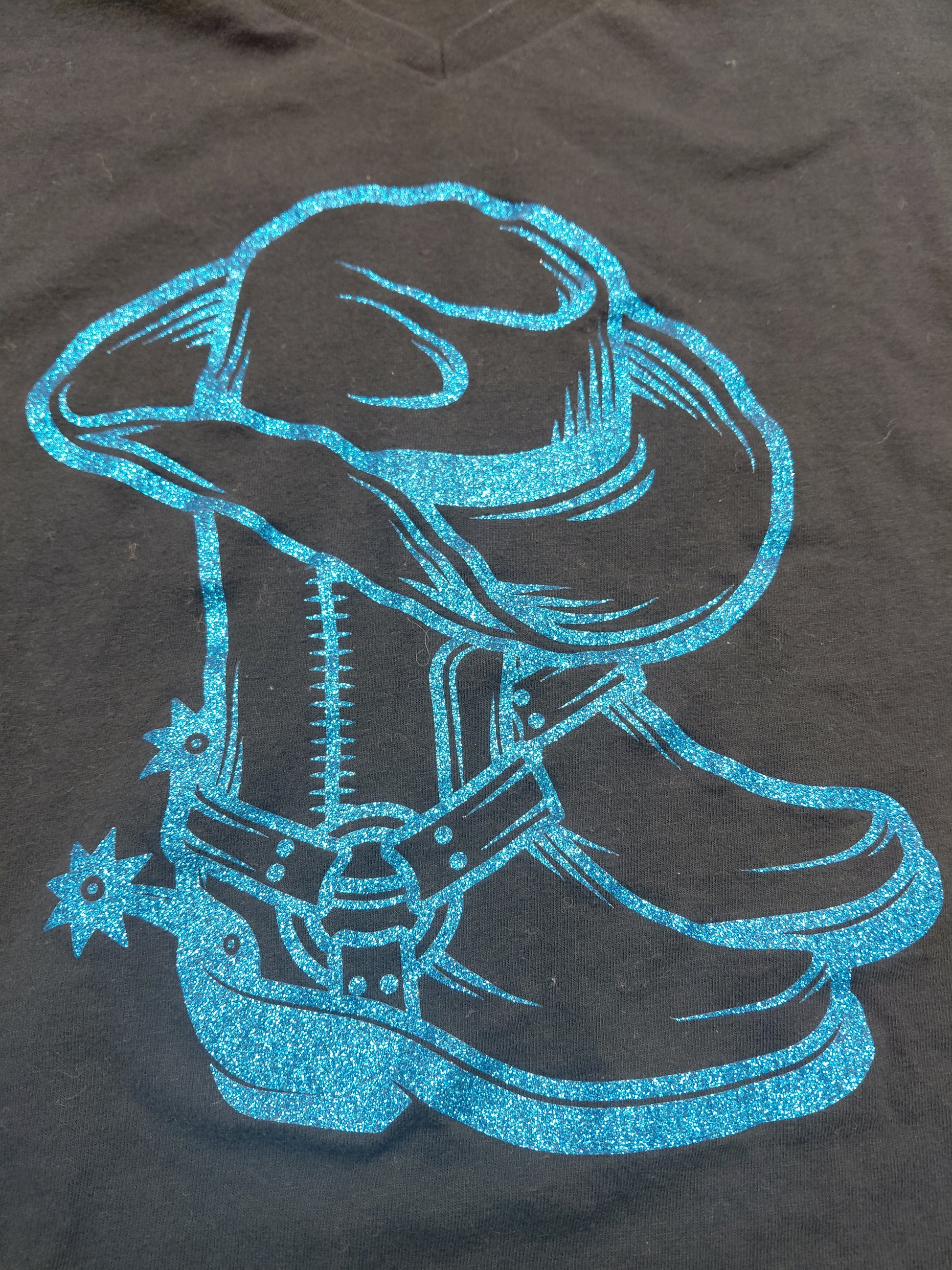 Blue glitter t-shirt for line dancing and country and western