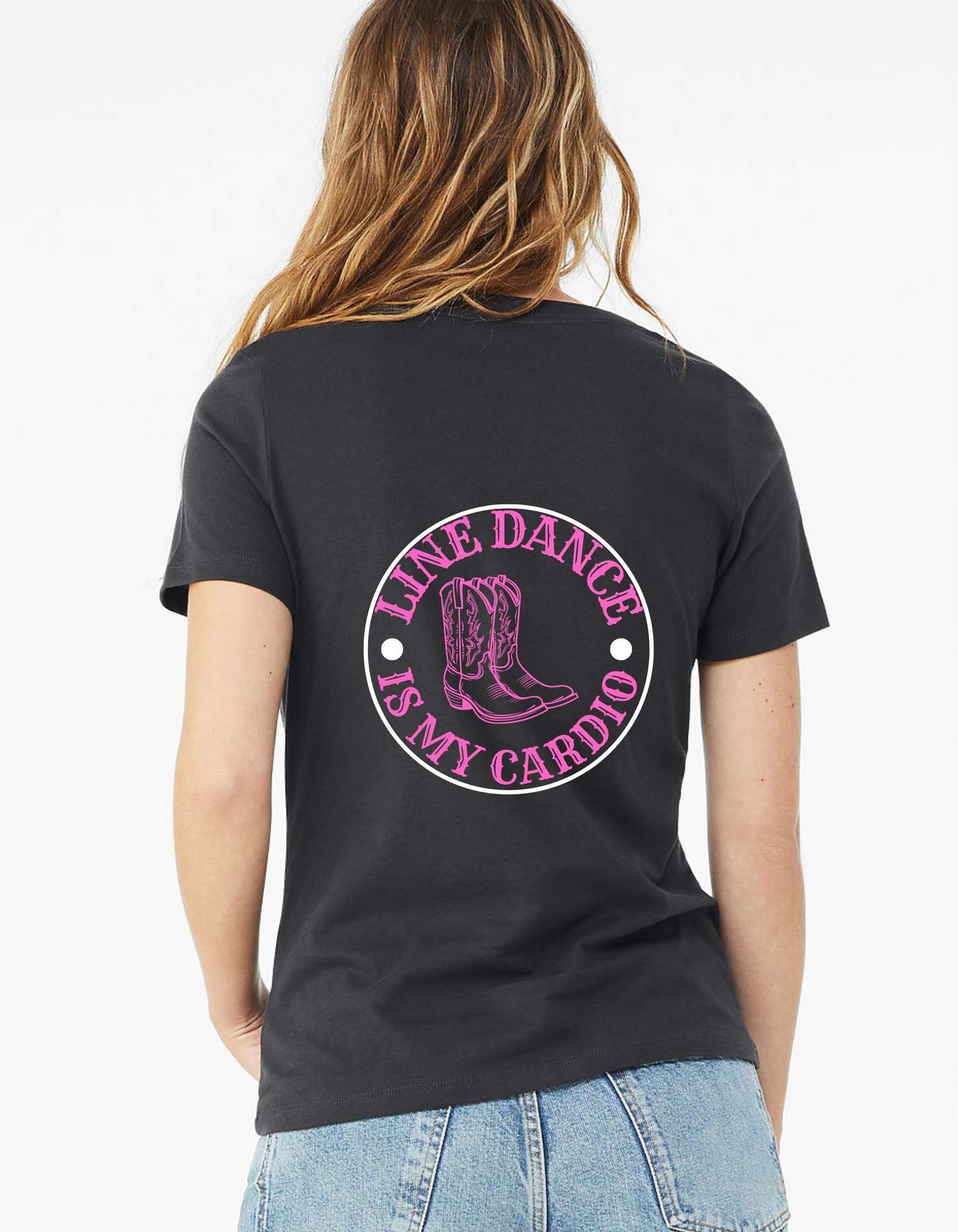 Line dancing is my Cardio. Line dancing t-shirt - V-neck, unisex, printed on back and front.