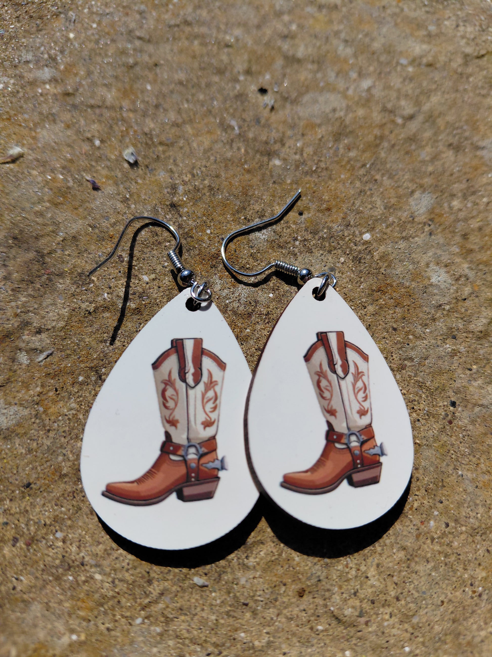 brown cowboy boot earrings for line dancers