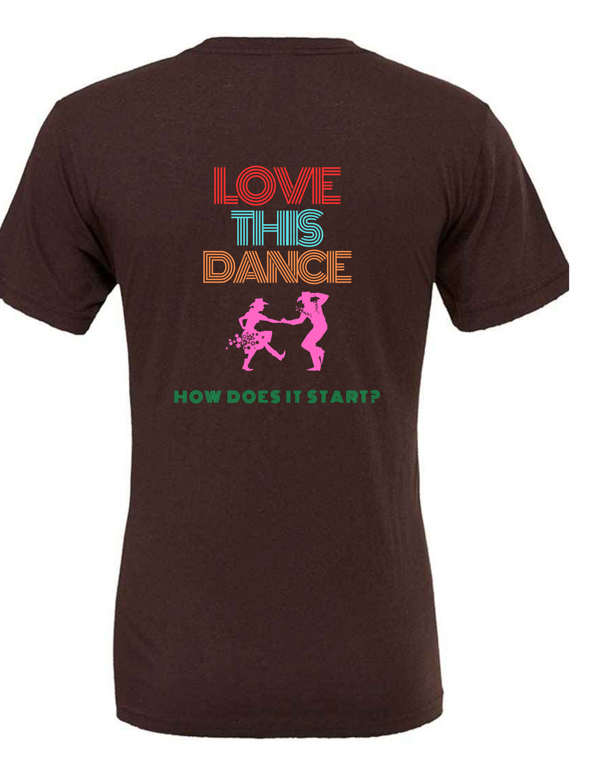 How does it start? line dancing t-short brown v-neck t-shirt