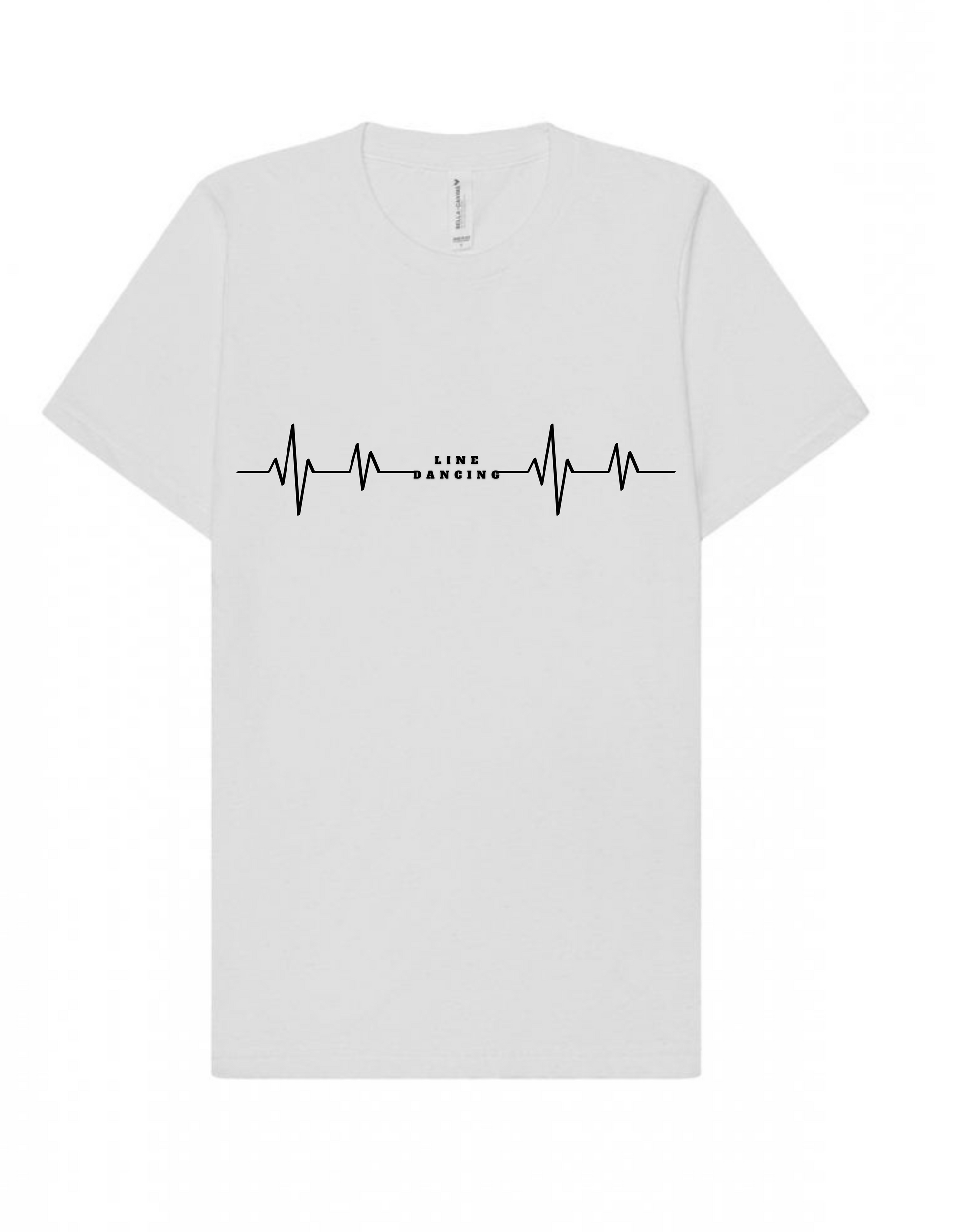 line dancing heartbeat in a white t-shirt